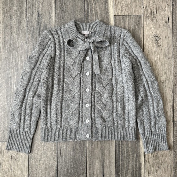 J.CREW Sweaters - J.Crew Cardigan Coquette Sweater Gray Wool Alpaca Blend Cottage Preppy Womens M
